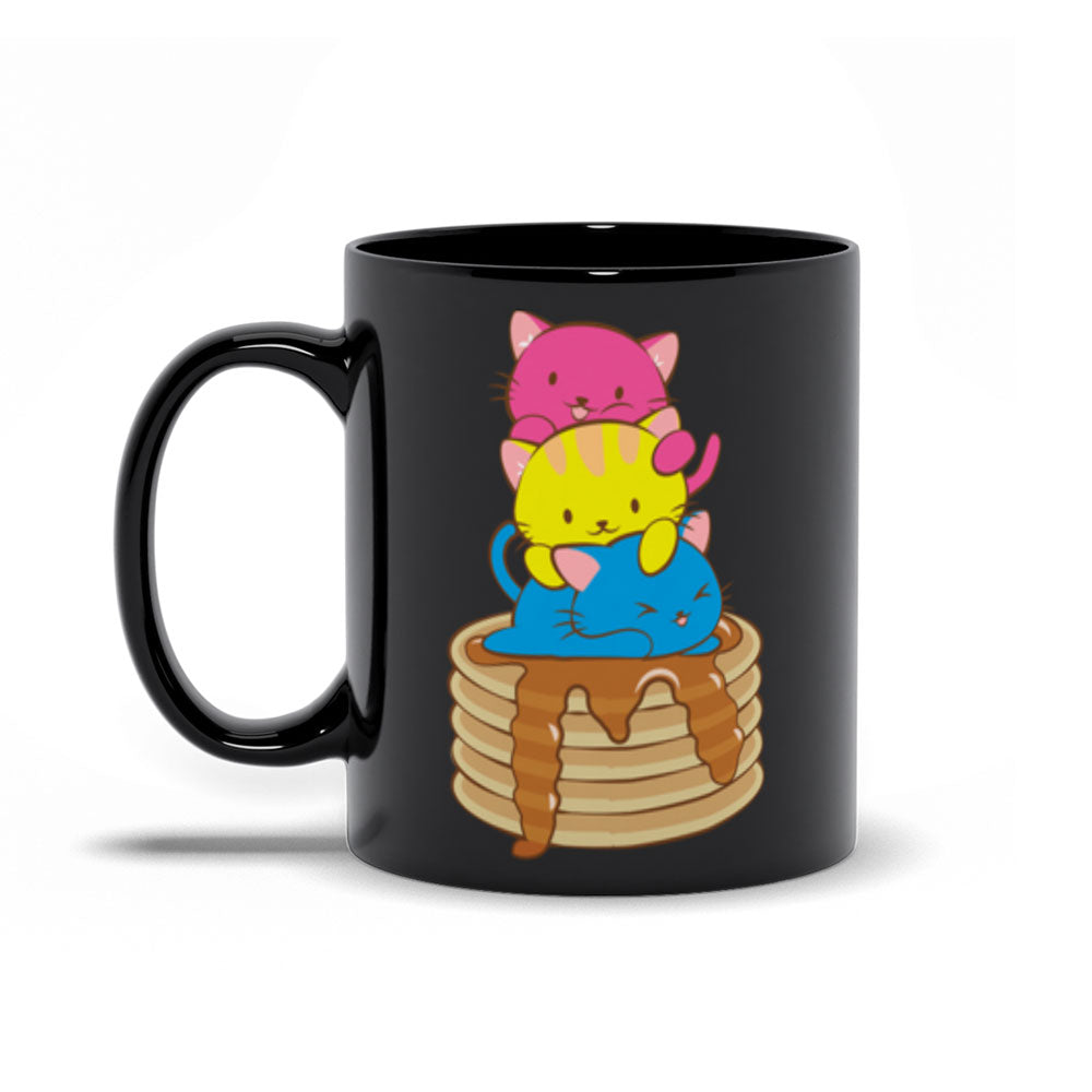 Pansexual Pride Cute Kawaii Cat Mug 11 oz / Black