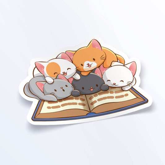 Reading Cute Cats Kawaii Sticker for Book Lovers