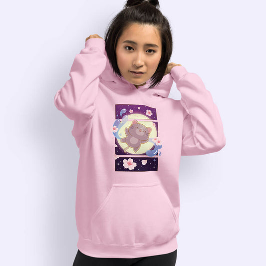 Sakura Flight Kawaii Cat Hoodie for Women