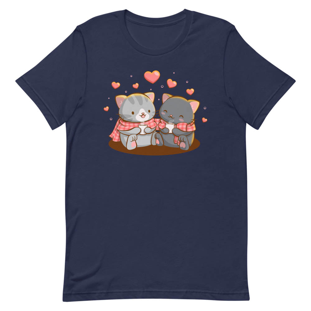 Stay Cozy Valentines Day Kawaii Cats T-shirt - Navy
