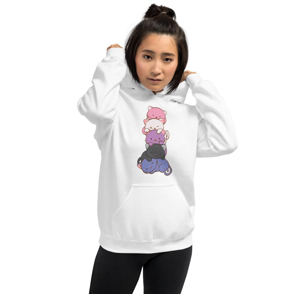 Kawaii Cat Pile Genderfluid Pride Hoodie