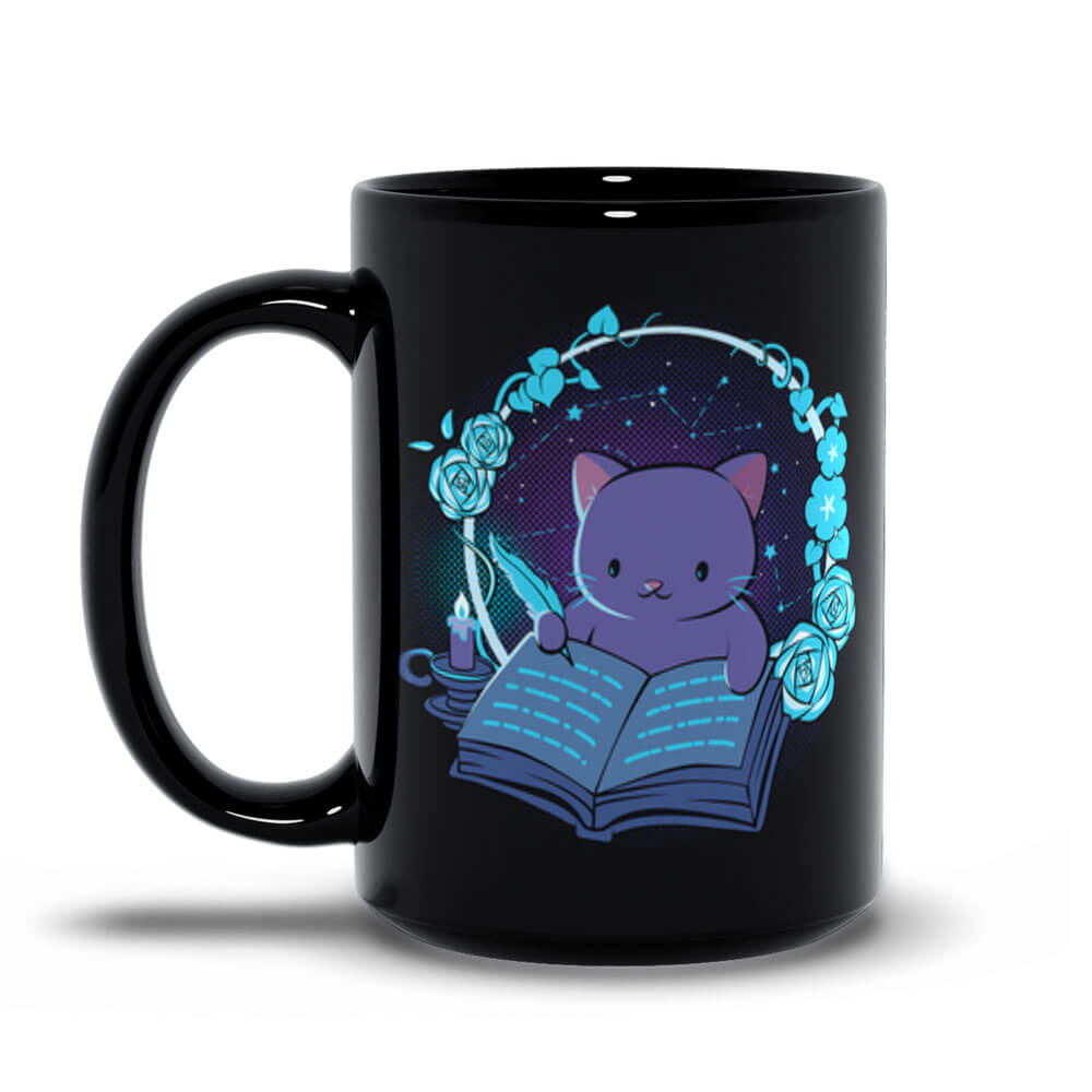 Writing Cat Cute Kawaii Mug for Writers, Black 15oz