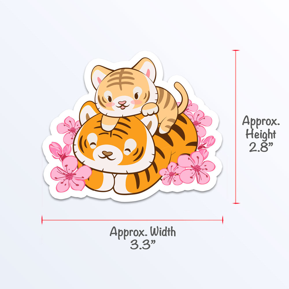 Year of Tiger Kawaii Vinyl Stickers Baby Tiger Sticker Measurement