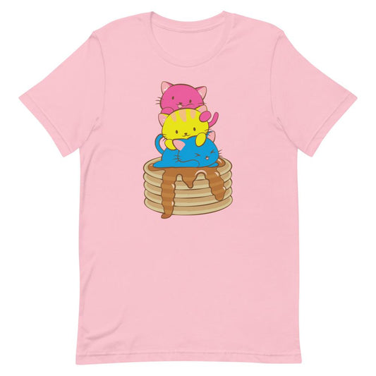 Kawaii Cat Pile Pansexual Pride T-Shirt S / Pink
