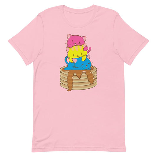 Kawaii Cat Pile Pansexual Pride T-Shirt S / Pink