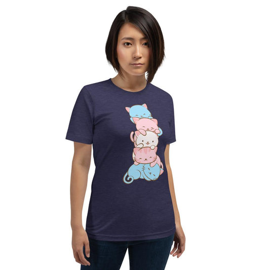 Kawaii Cat Pile Transgender Pride T-Shirt