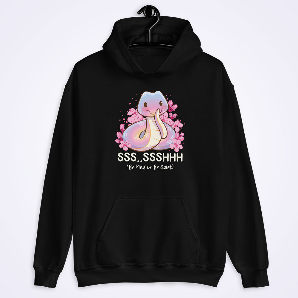 Be Kind or Be Quiet Cute Snake Kawaii Hoodie - Black