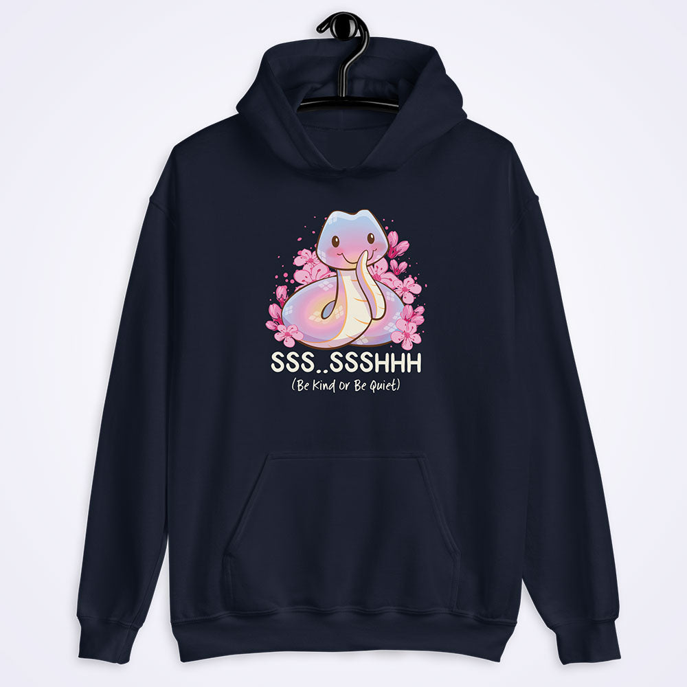 Be Kind or Be Quiet Cute Snake Kawaii Hoodie - Navy