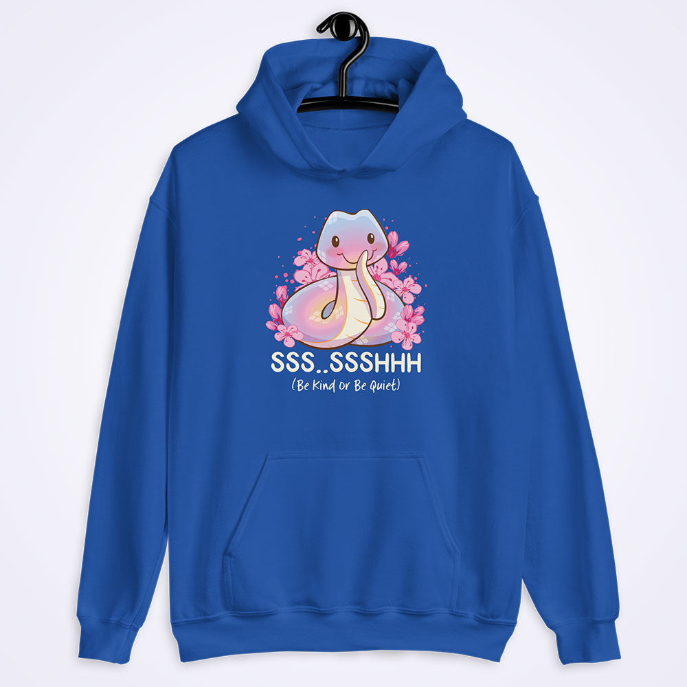 Be Kind or Be Quiet Cute Snake Kawaii Hoodie - Royal Blue