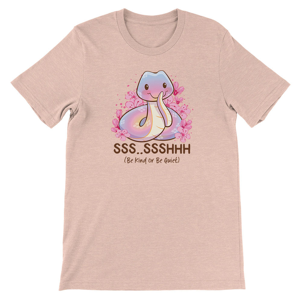 Be Kind or Be Quiet Cute Snake Kawaii T-shirt - Heather Peach