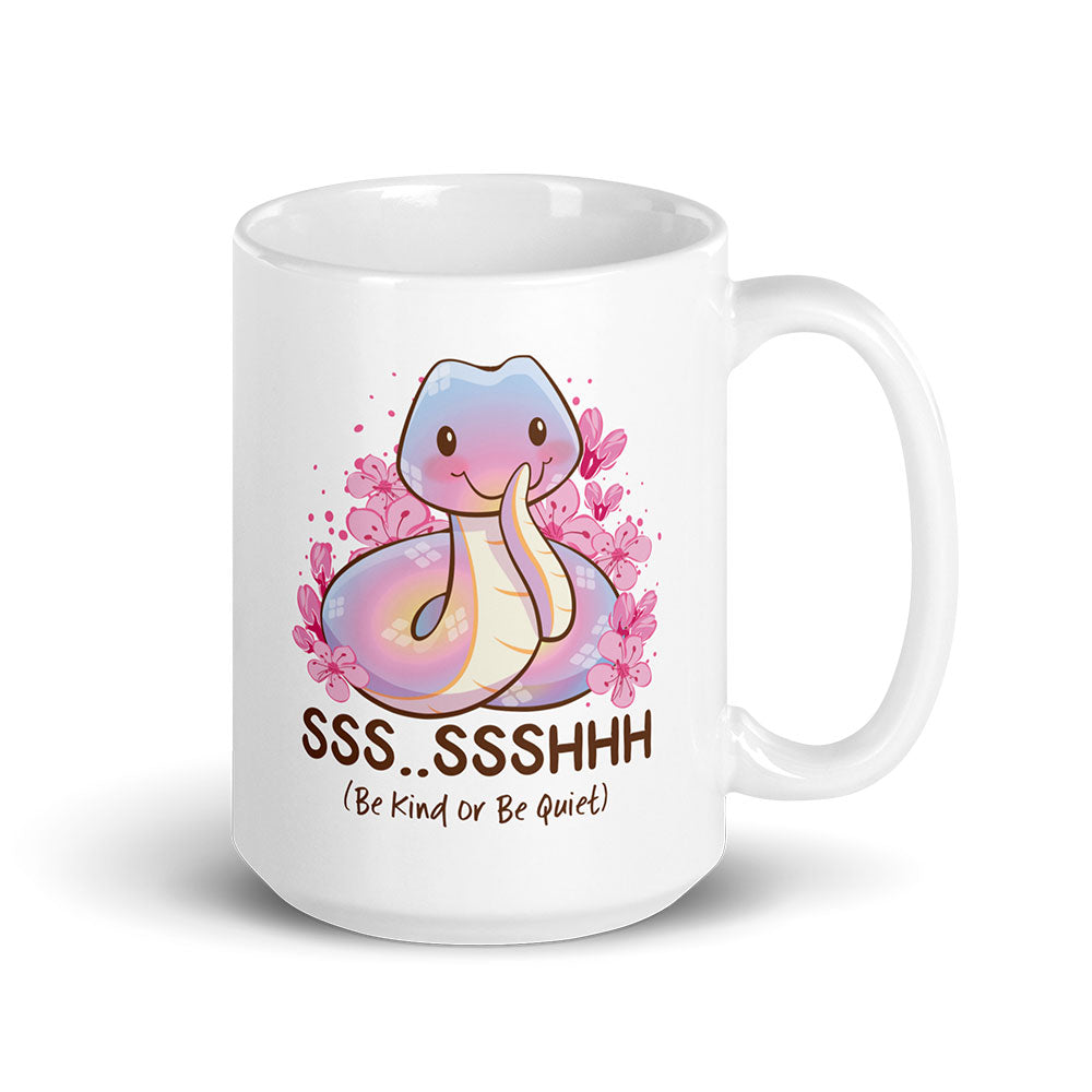 Be Kind or Be Quiet Kawaii Snake Cute Mug - White 15 oz