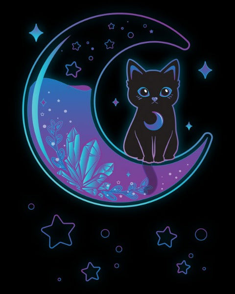 Black Cat on Moon 8x10 Art Print - Custom Listing for Kate