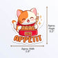 Bon Appetit Tamale Cat Kawaii Sticker measurements