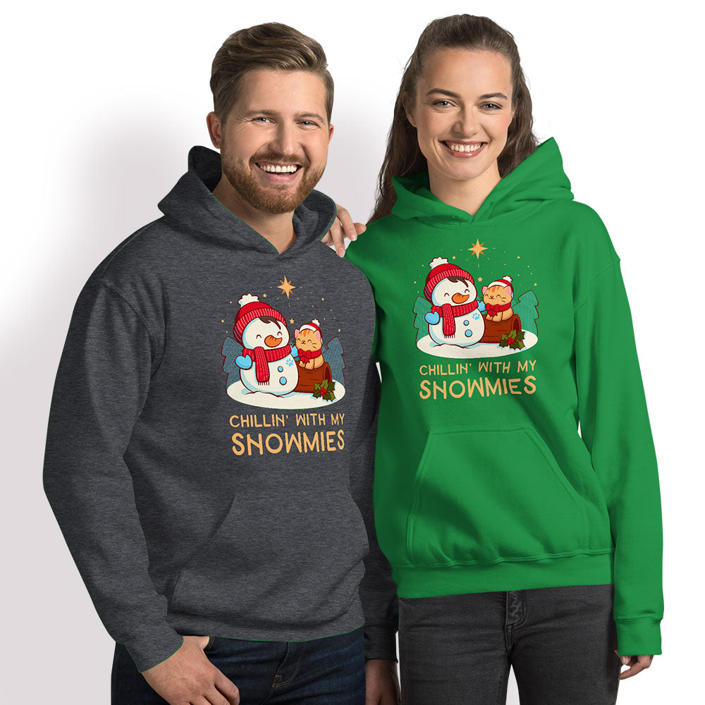 Chillin' with my Snowmies Snowman and Cat Kawaii Hoodie - Women Men