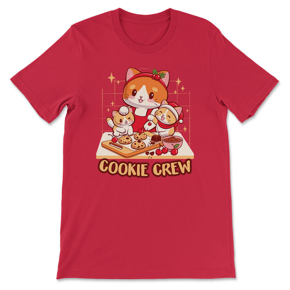 Cookie Crew Cute Cats Kawaii T-shirt - Red