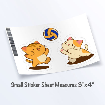 Cute Cats Playing Volleyball Kawaii Sticker Set