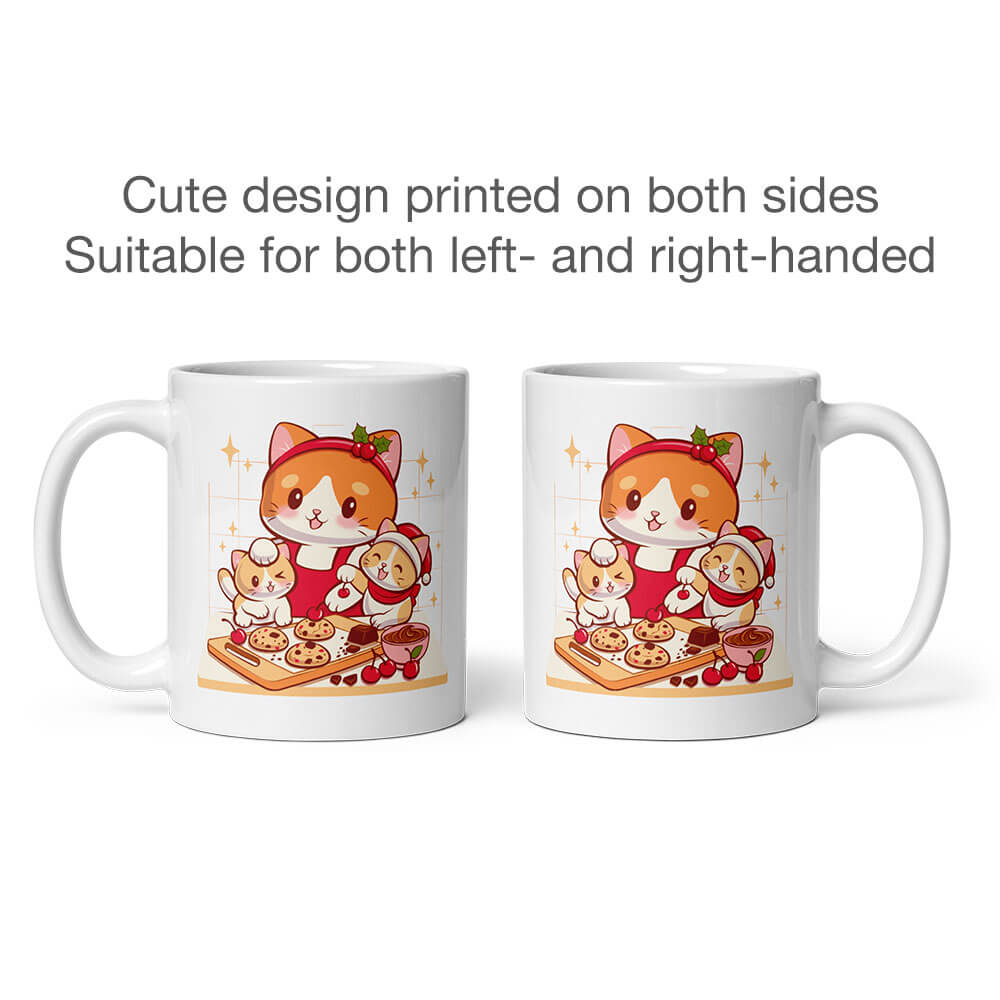 Cute Cats and Chocolate Cherry Cookies Coffee Mug - printed on both sides
