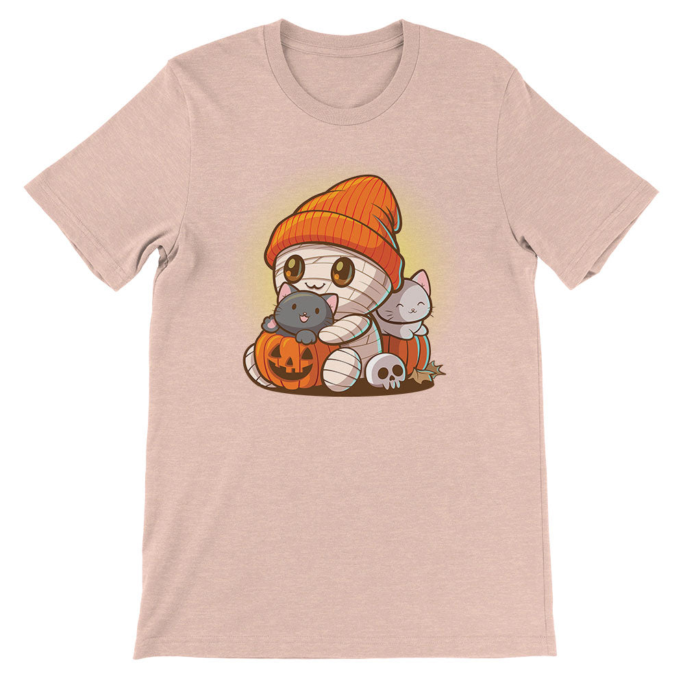 Cute Mummy and Kittens Kawaii T-shirt - heather peach