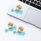 Cute Surfer Cat Surfing Water Sport Kawaii Stickers for Laptop