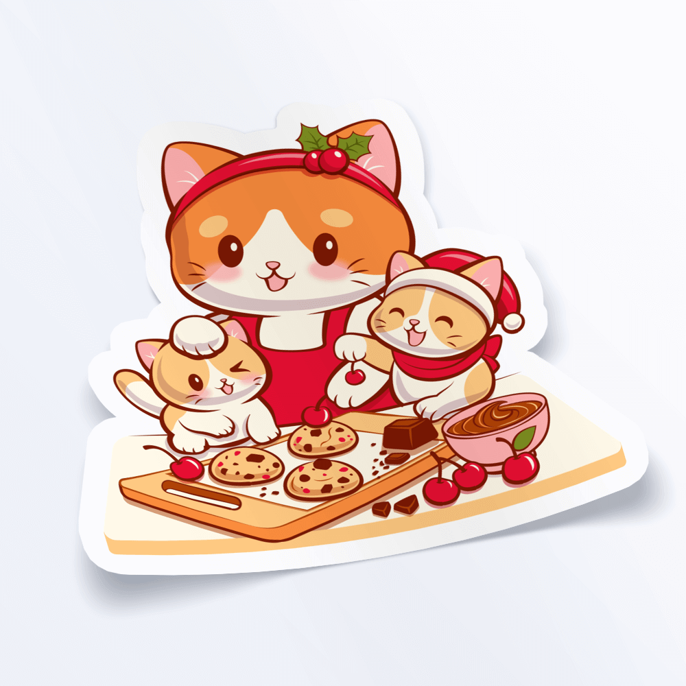 Cute Cats and Cookies Kawaii Sticker