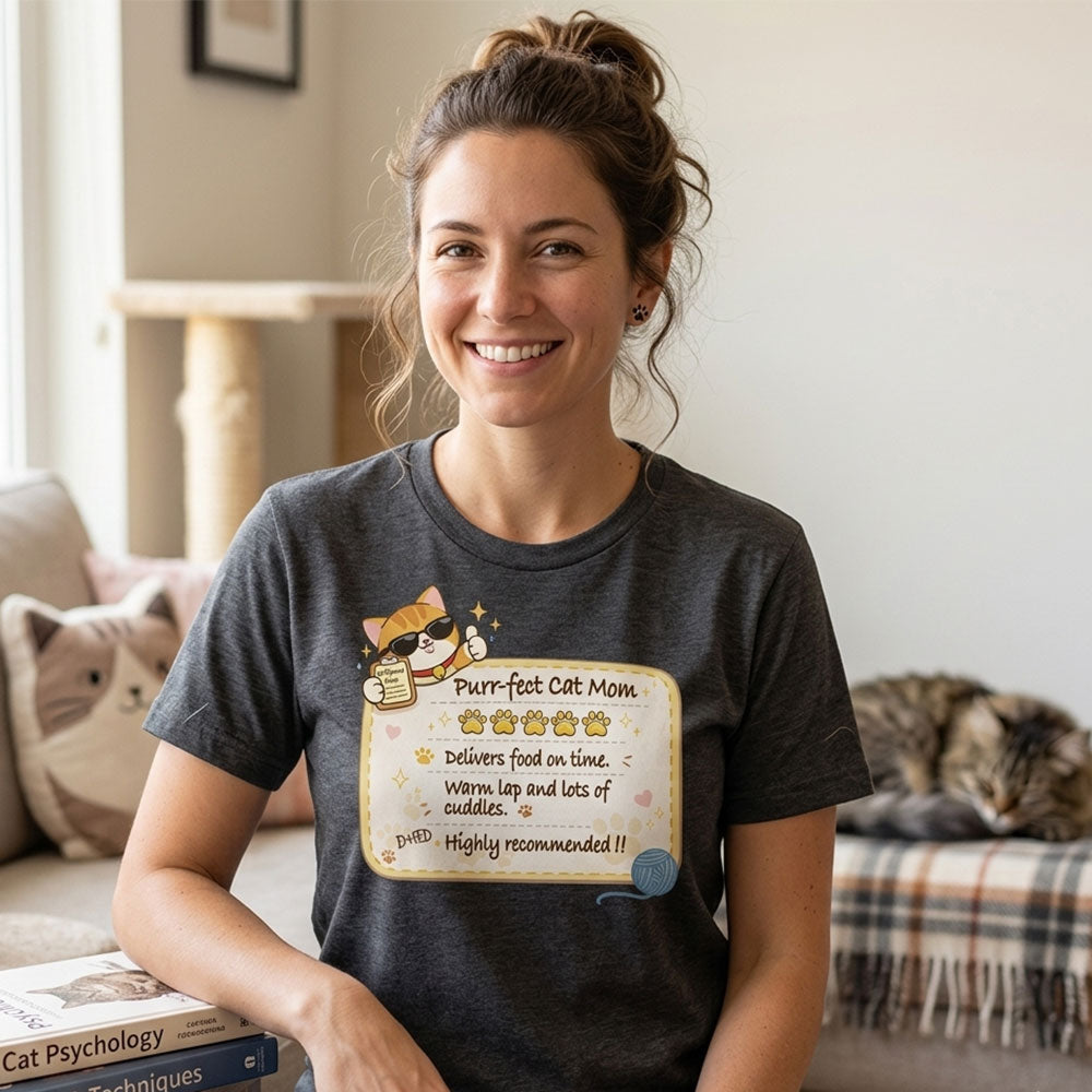 Funny Cat Review Purrfect Cat Mom T-shirt for women