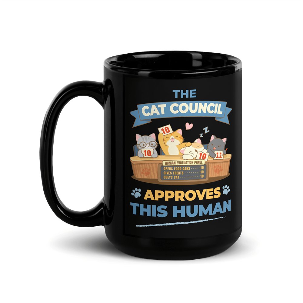 Funny Cat Council Cute Coffee Mug - black 15 oz