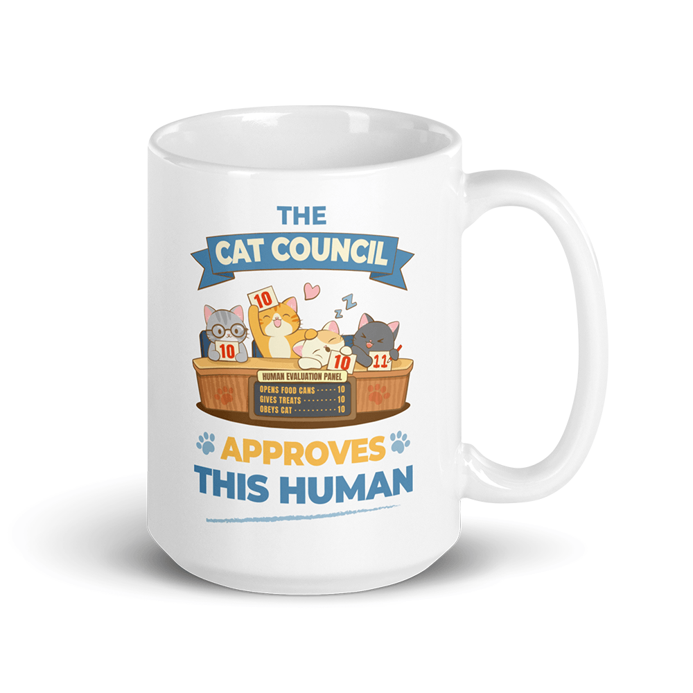 Funny Cat Council Cute Coffee Mug - white 15 oz