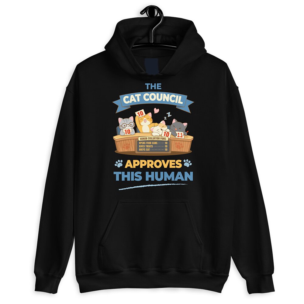 Funny Cat Council Kawaii Hoodie - Black