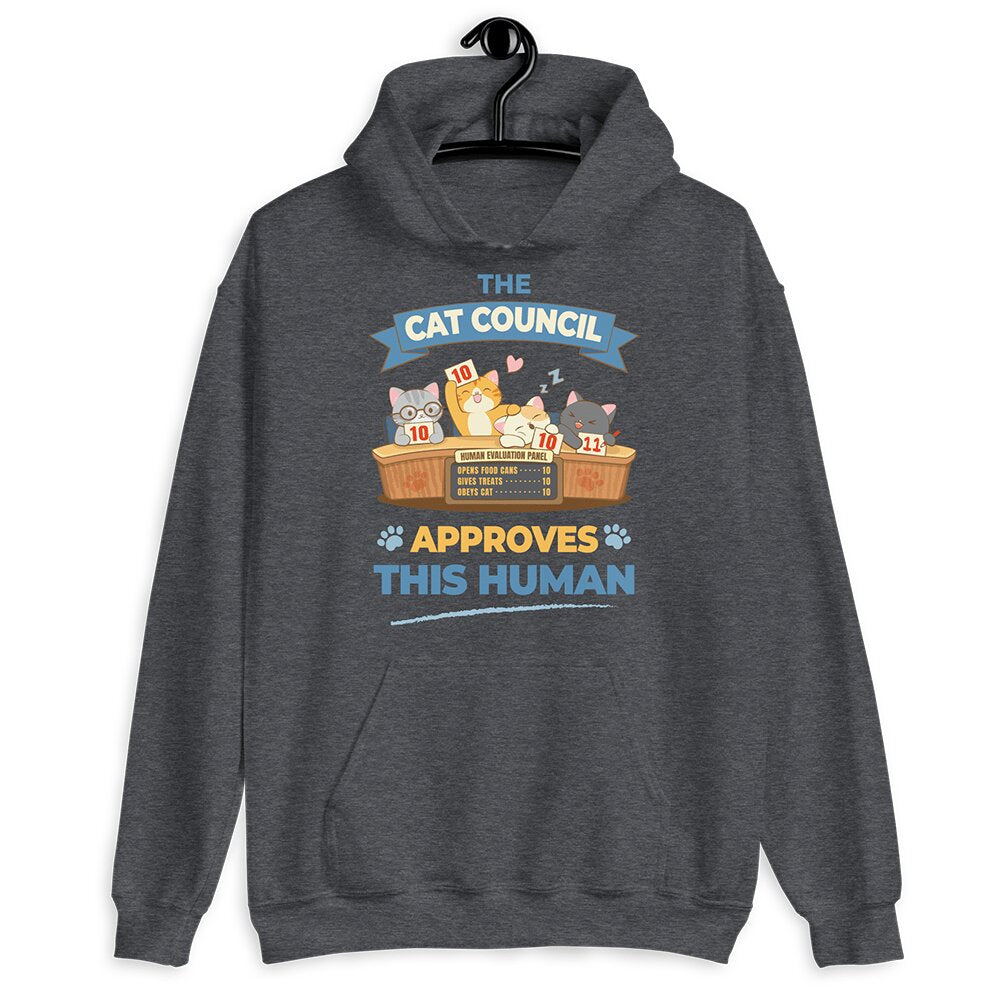Funny Cat Council Kawaii Hoodie - Dark Grey Heather