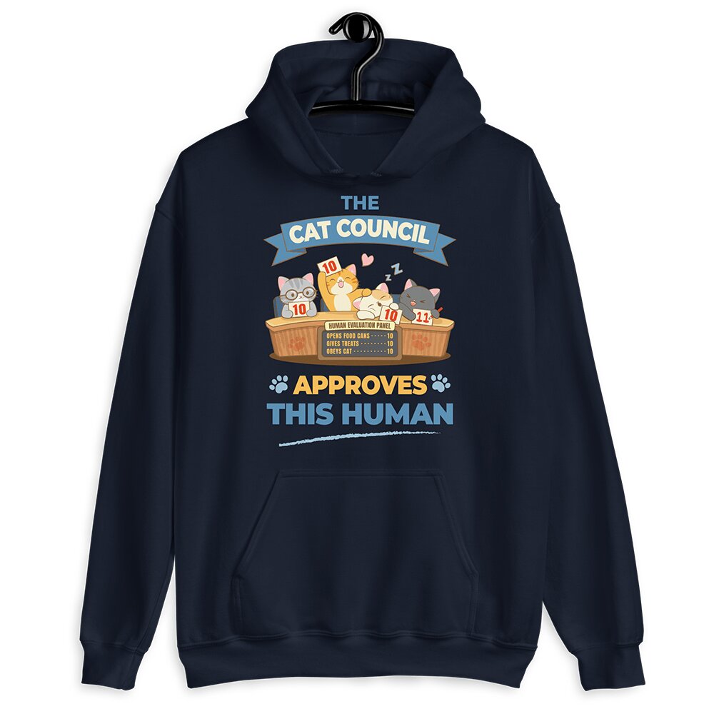 Funny Cat Council Kawaii Hoodie - Navy