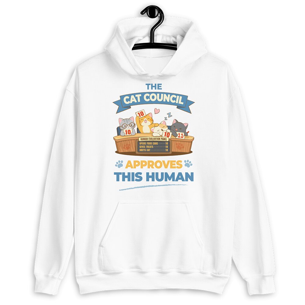 Funny Cat Council Kawaii Hoodie - White