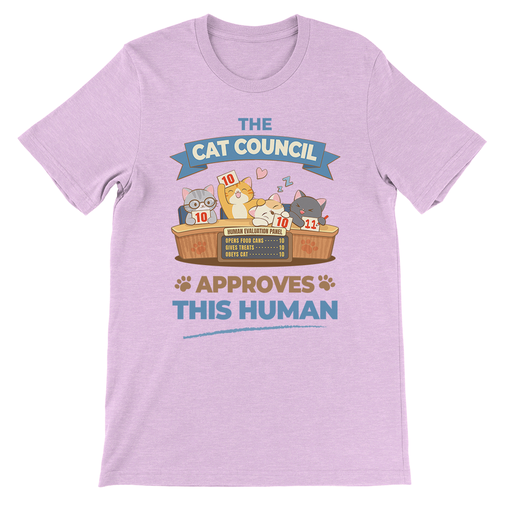 Funny Cat Council Kawaii T-shirt - Heather Prism Lilac
