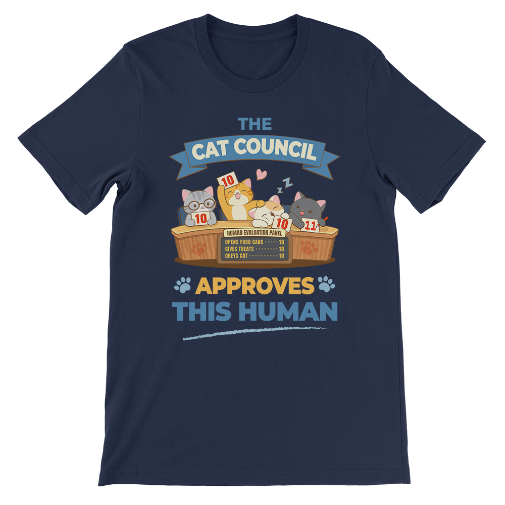 Funny Cat Council Kawaii T-shirt - Navy