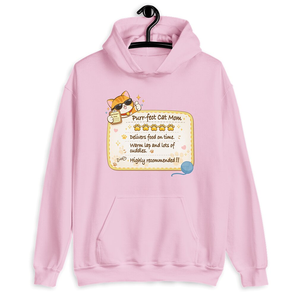 Funny Cat Review Purrfect Cat Mom Hoodie - Pink