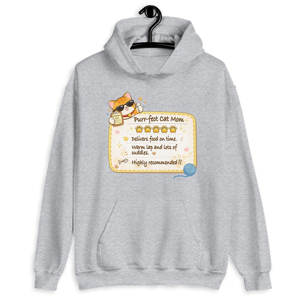 Funny Cat Review Purrfect Cat Mom Hoodie - Sport Grey