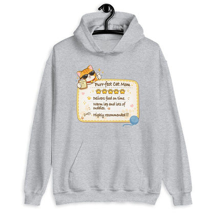 Funny Cat Review Purrfect Cat Mom Hoodie - Sport Grey