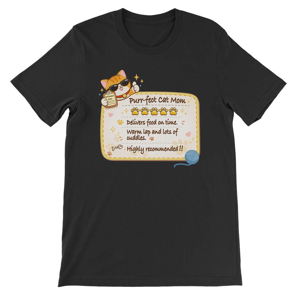 Funny Cat Review Purrfect Cat Mom T-shirt - black
