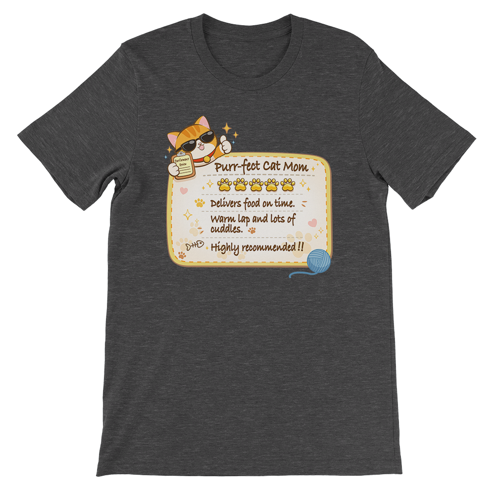 Funny Cat Review Purrfect Cat Mom T-shirt - dark grey heather