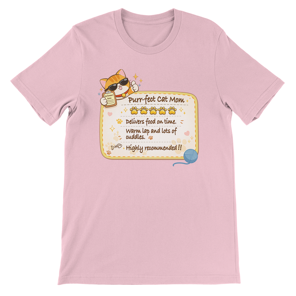 Funny Cat Review Purrfect Cat Mom T-shirt - pink