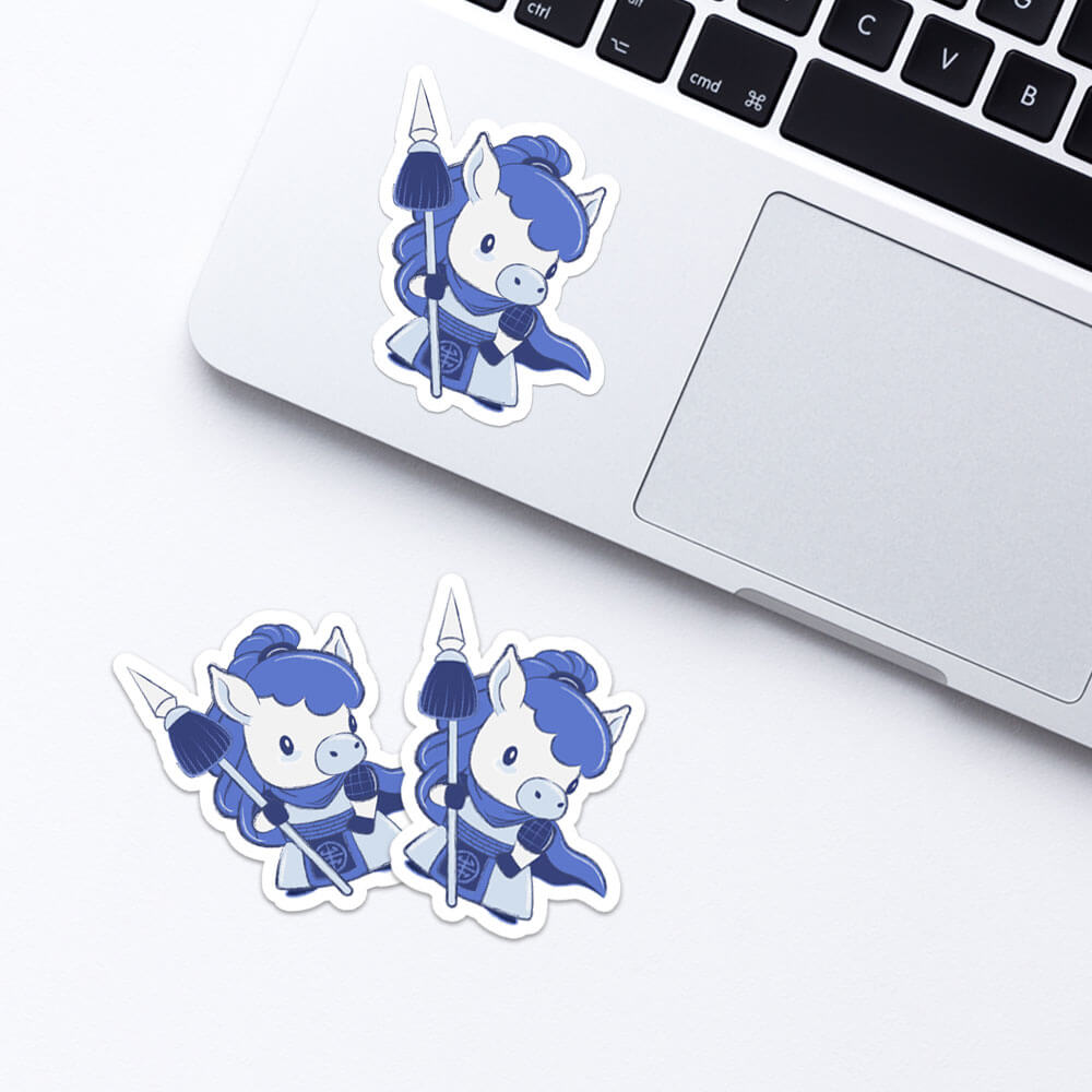 Horse Warrior Chinese Zodiac Kawaii Stickers for laptop