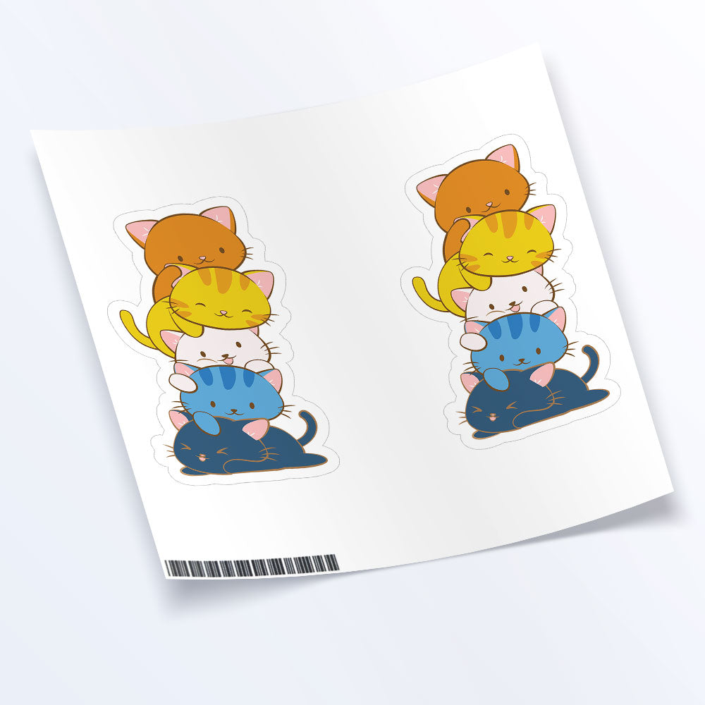 Kawaii Cat Pile Aroace Pride Sticker Sheet - Set of 2