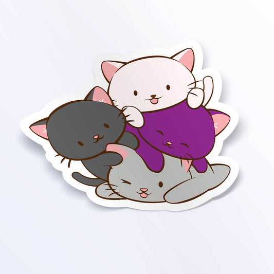 Kawaii Cat Pile Demisexual Pride Sticker