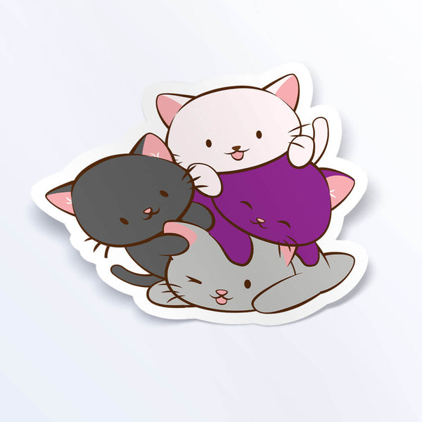 Kawaii Cat Pile Asexual Sticker – Irene Koh Studio