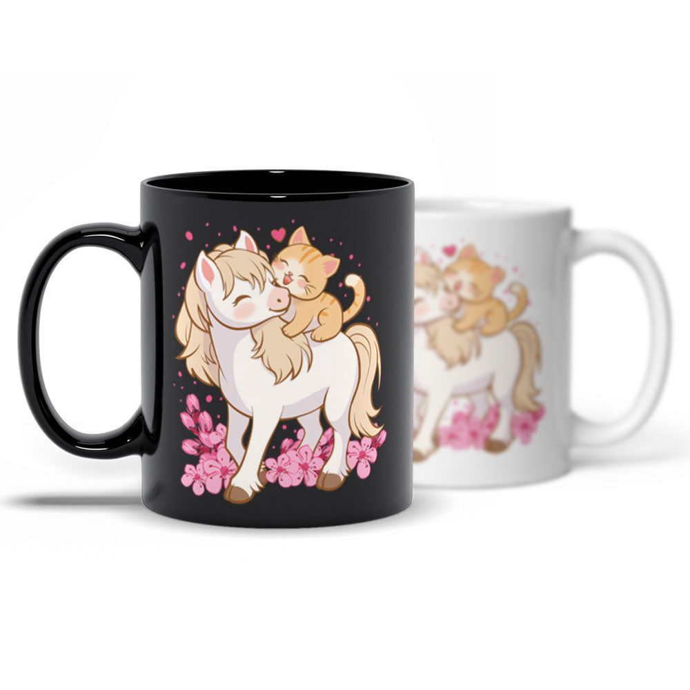 Kawaii Cat and Horse Cute Mug