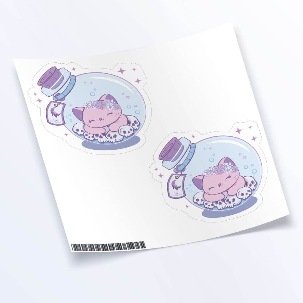 Kawaii Cat in Bottle Creepy Cute Aesthetic Sticker Sheet - Set of 2