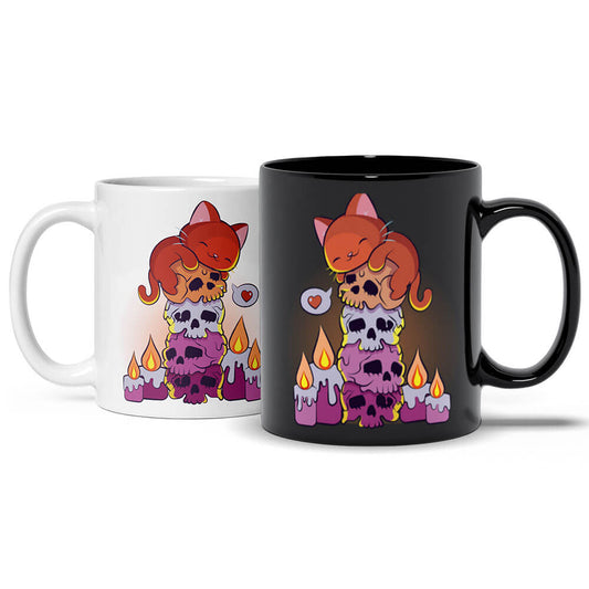 Kawaii Goth Cat on Skulls Lesbian Pride Aesthetic Cute Mug