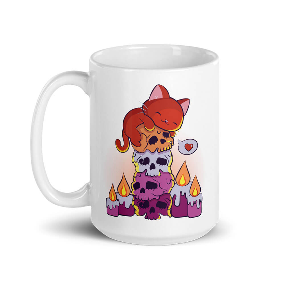 Kawaii Goth Cat on Skulls Lesbian Pride Aesthetic Cute Mug – Irene Koh  Studio