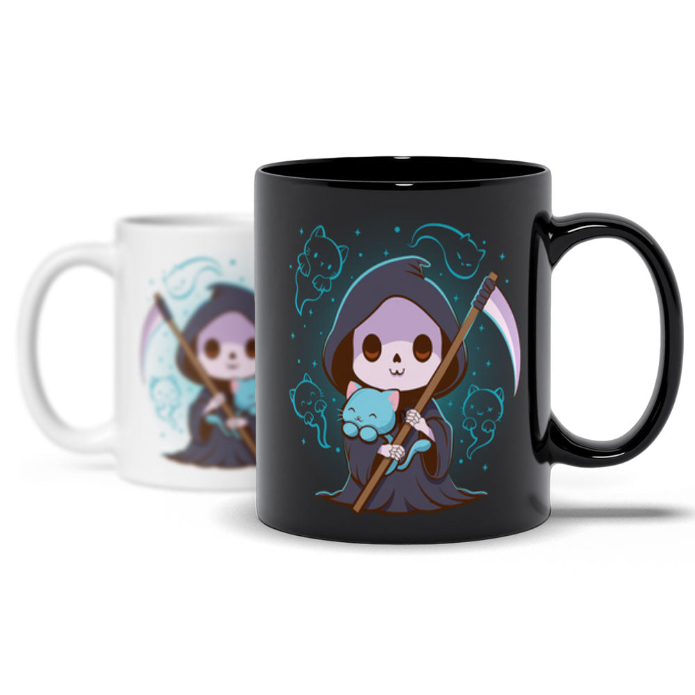 Kawaii Grim Reaper and Cat Ghost Cute Mug