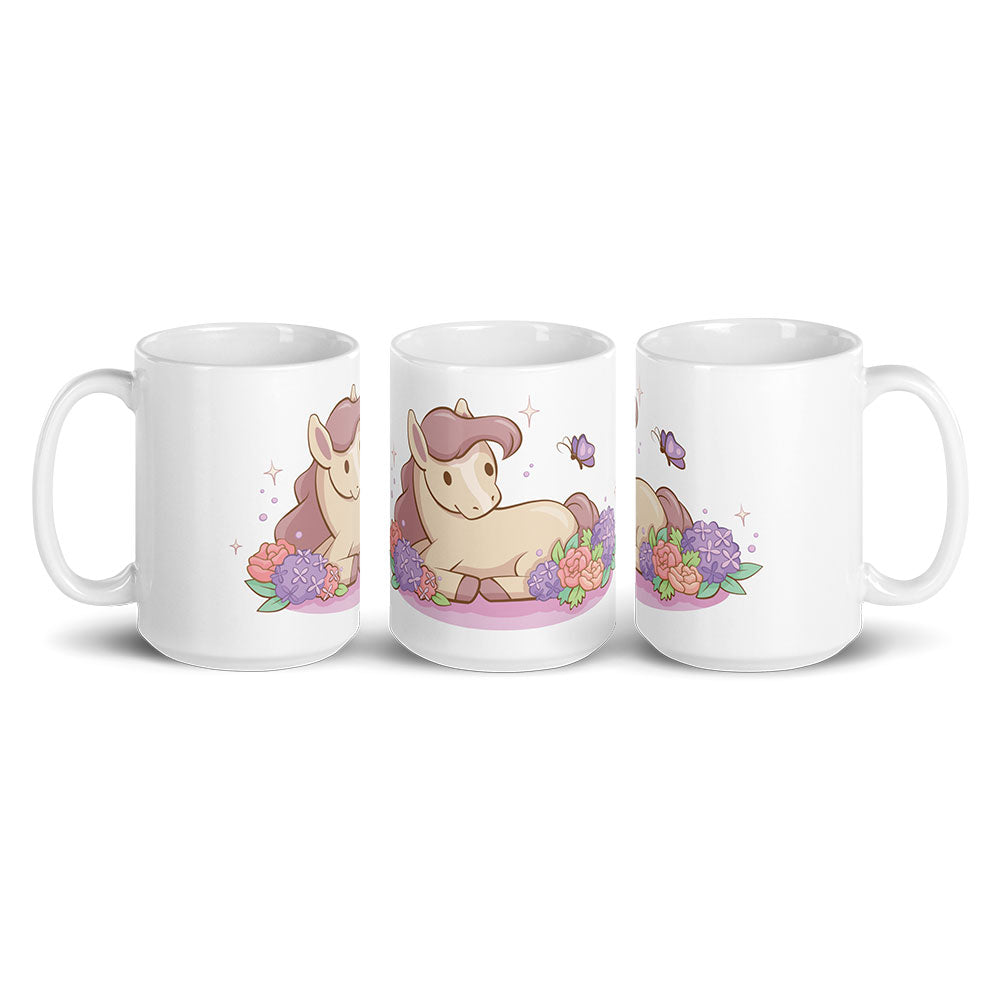 Kawaii Horse Cute Mug - White 15 oz