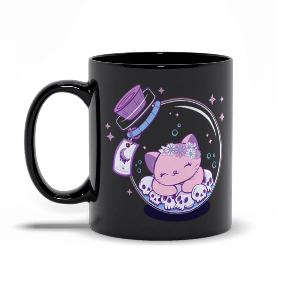 Kawaii Kitty in a Bottle Creepy Cute Mug 11oz